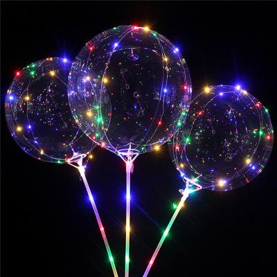 China Luminous Transparent Kids Toy Led Balloon Decorations Globos With Sticks Bobo Ballons Wedding Birthday Party Gift Led For Always Giving for sale