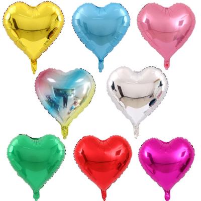 China Gift Toy Wedding Decoration 18 inch Aluminum Foil Balloon Helium Birthday Party Foil Pure Color Heart Shaped Balloon for sale