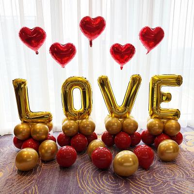 China Toy Hot Selling Love Letter Gift Foil Balloon Birthday Wedding Heart Valentine Balloons Set Valentines Day Party Decor for sale