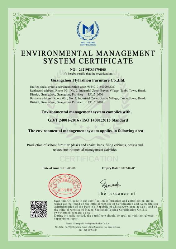 ISO14001 - Guangzhou Flyfashion Furniture Co., Ltd.