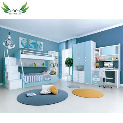 China Sky Color Design Wooden Kids Bedroom Furniture Set High Quality Kids Bed for sale