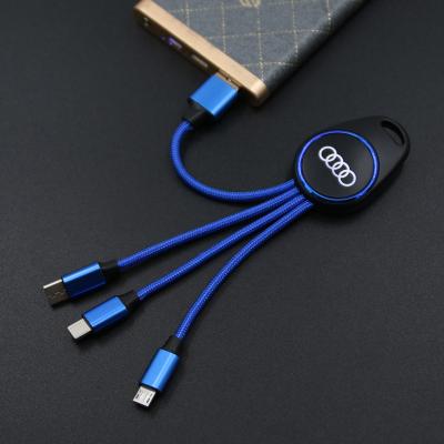 China Light Business Gift Up Logo 3 In 1 USB Cable Charging Promotional Items With Logo for sale