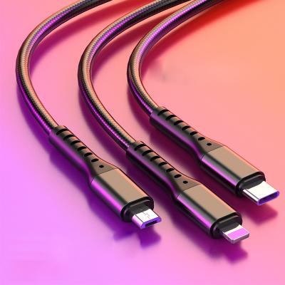 China Camera Universal All In One Band Durable 3A Nylon Braided Multi Usb Data Charger Cable 3in1 In 1 Usb Cable for sale