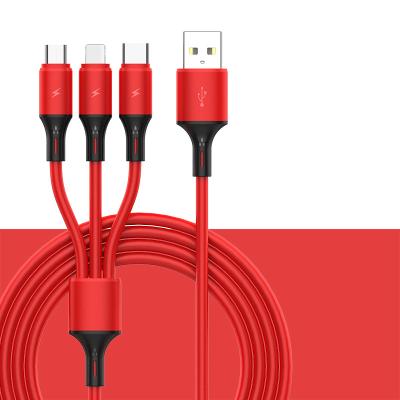 China Liquid Camera Silicone Data Cable Charging Cable For Micro Type C Phone IOS USB 3in1 Fast Charging Cable for sale