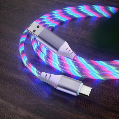 China Speed ​​LED Data Cable USB Data Cable Fast Charging Flooding Light Light Up Charger Cables Usb Cable For Android Phone for sale