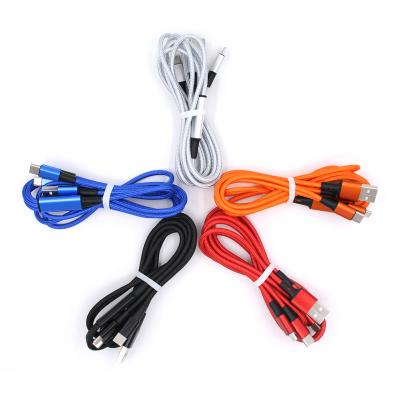 China MP3/MP4 Player USB Cable 3 in 1 for Lightning Smart Mobile Phone Cable Fast Charger Nylon Braided Cable for sale