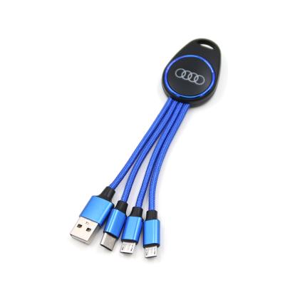 China MP3/MP4 Innovative Key Chain Player 2020 New Product Portable Mobile Travel 3 USB Cable In 1 USB LED Charging Cable for sale