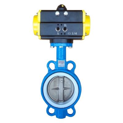 China Other PTFE Butterfly Valve 304 Stainless Steel Wafer Valve 4 Inch Pneumatic Wafer Type DN100 DN200 for sale