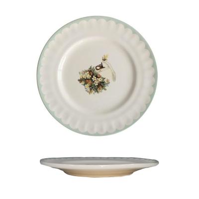 China 2022 viable new designed ceramic dinner dish pastoral fresh dessert of the style of small retro for sale