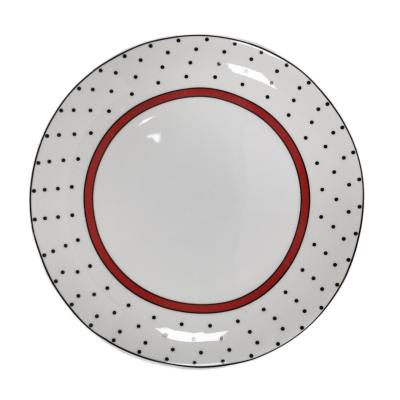 China Top Selling Contemporary Ceramic Hotel Tableware Flower Wave Dot Plate for sale