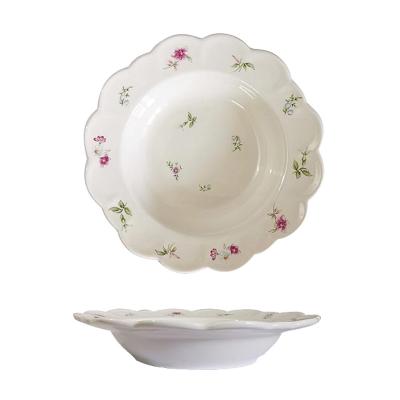 China Viable Classic Design Porcelain Plate Floral Home Printing Ceramic Dinner Plate for sale