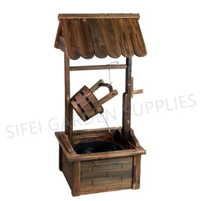 China Garden Decoration Wooden Planter Garden Wish Well Decoration for sale