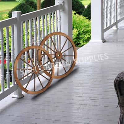 China 30 Inch Wall Decor Garden Ornament Burnt Wood Wheels for sale