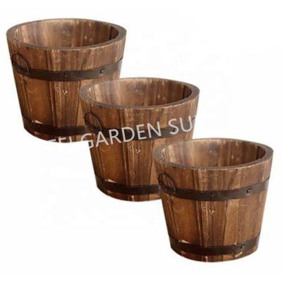 China CLASSIC Wooden Garden Flower Pot Barrel Planter for sale