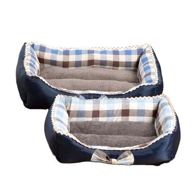 China Pet Viable Supplies Wholesale Fresh Artistic With Bowknot Luxury Pet Bed Mat Dog Bed Cat Nest Pet Bed for sale