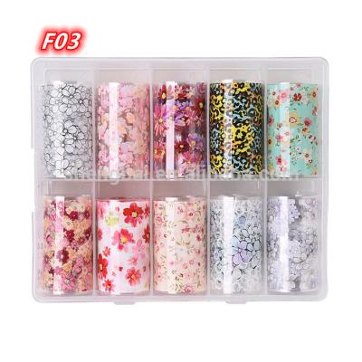 China Wholesle Fashionable Hot Sale Laser Mixed 3D Flower Glitter Nail Art Decoration Nail Sticker Nail Transfer Foil for sale