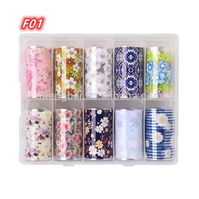 China Fashionable Factory Hot Sale 3D Mixed Color Flower Design Nail Art Decoration Nail Sticker Nail Transfer Foil for sale