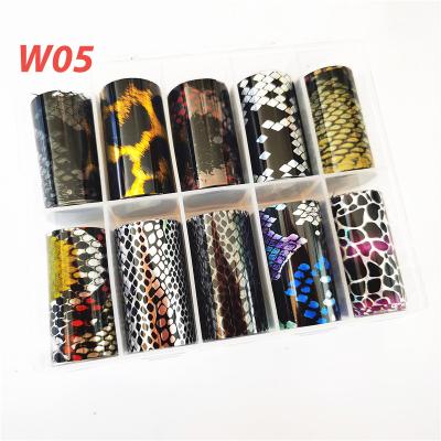 China Factory New Trendy Colorful Animal Designer Nail Decoration Nail Art Transfer Foil Snake Skin Nail Sticker for sale