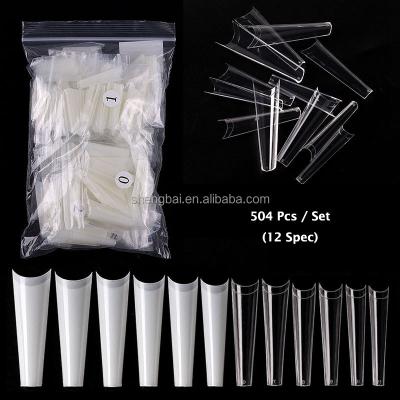 China OM 500 Pcs XXL Cowboy Clear Artificial False Nail Material Eco-friendly Press On Nail French Square Artificial False Nail Tips for sale