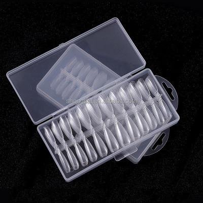 China Meaterial Eco-Friendly OM 240 Pcs Transparent Fake Nails Crinkle Design Full Cover Free Artificial Press On Nail Acrylic Nail Art Tips for sale