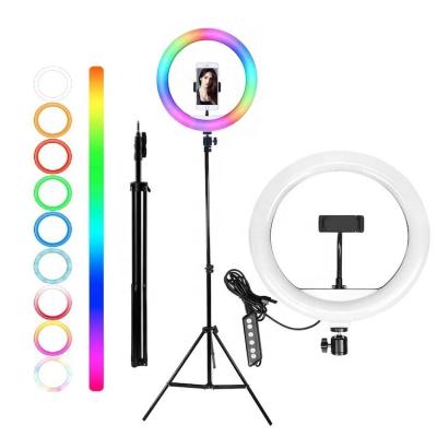 China PORTABLE 12 Inch RGB LED Lamp Tik Tok Live Broadcast Selfie Ring Photographic Lighting Light with Tripod Stand and Outdoor for sale