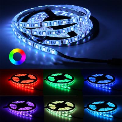 China Easy installation RGB led strip lights 5050 factory direct sale 300leds 5meter dc12v led strip light strip ribbon light ip20 not waterproof for sale