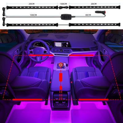 China Automotive Industry DC 12V Car Lights Music Sync Interior LED Car Lights 2-Wire Design 16 Million Colors 7 Scenes RGB Car Lights for sale