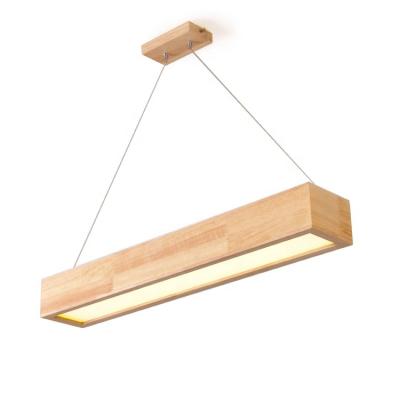 China 16w Modern European Rectangle Wood Dining Room Decorative Fancy Contemporary Hanging Pendant Light for sale