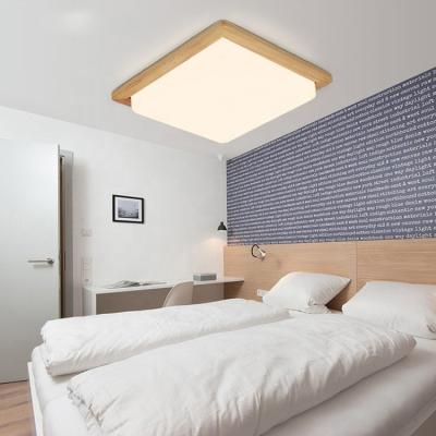 China 15w 18w 24w Square Wood Acrylic Bedroom Outdoor Decorative Flush Mounted Contemporary Fancy Ceiling Light for sale