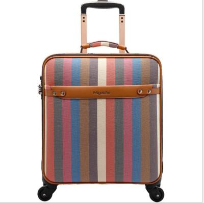 China Luxury Leather PVC Mix Color Spinner Wheel Trolley Bag Travel Luggage For Sale for sale