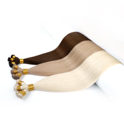 China Silky Straight Wave High Quality Hand Tied Seamless Thin Remy Human Hair Double Drawn HandTied Hair Weft Extensions for sale