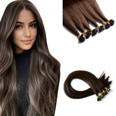 China Unique Cuticle Aligned Cuticle Aligned Keratin Prebonded Flat Tip Hair Extension Brazilian Straight Hair Ponytail Braid Tech Hair Long for sale