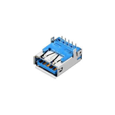 China Type A, PCB Board USB 3.0 Connector 3.0 Female, Right Angle Type, Through Hole Mount On PCB Board for sale