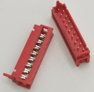 China PCB Board Panel 1.27mm MRC Box Header IDC Male Type, Micro Match Connector, Double Row, 4P/6P/8P/10P/12P/14P/16P/18P/20P, Red Color for sale