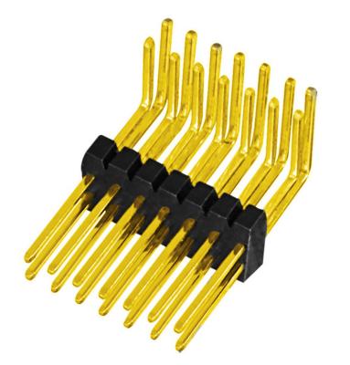 China PCB Board 1.0mm Pitch 14poles Pin Header H=1.0mm Double Row Right Angle Type, golad plated, PA6T material for sale