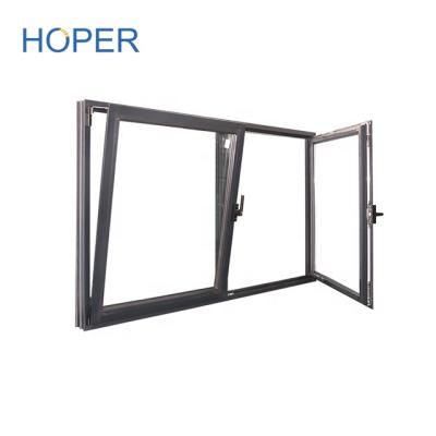 China Aluminum Swing Proof Hurricane Tilt And Turn Windows With Fly Screen for sale