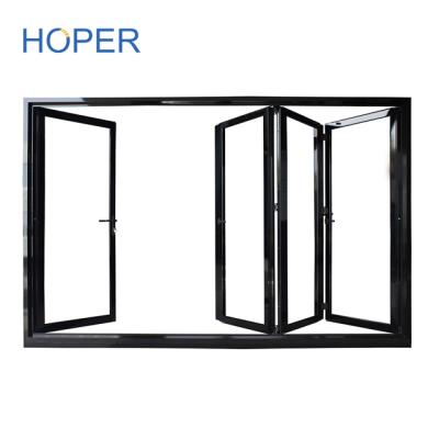 China Modern Australian Standard Double Aluminum Glass Folding Door for sale