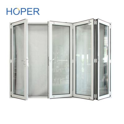 China Modern Australian Standard AS2047 Double Glazed Insulated Aluminum Alloy Stormproof Bi Folding Door for sale