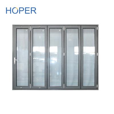 China Water Resistant Contemporary Decorative Outdoor Balcony Door Transparent Vertical Bi-folding Aluminum Folding Doors for sale