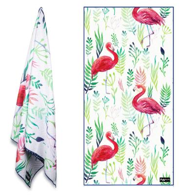 China Viable Luxury Funny Flamingo Extra Large Cute Waffle Beach Towel For Kids for sale