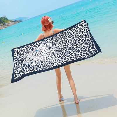 China OEM 32x64 Terry Velor QUICK DRY Beach Towels With Bag Custom Brand for sale