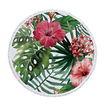 China Child Safe Custom Design Microfiber Hawaiian Extra Large Round Jacquard Covering Beach Towels for sale