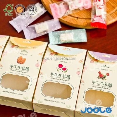 China Disposable Candy Paper Bag Cookie Popcorn Pastry Packaging Bags With Clear Window for sale