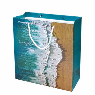 China Manufacturer Direct Selling Recyclable Wholesale Flower Landscape Oil Painting Gift Customized Creative Three-dimensional Portable Paper Bag for sale