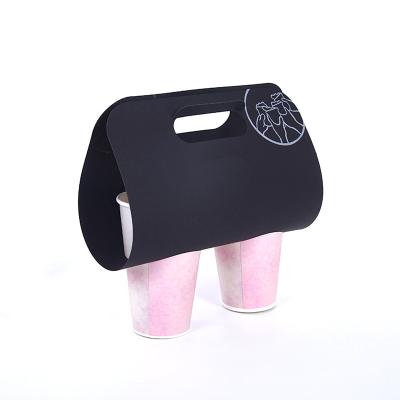 China Customized Recyclable Disposable Portable Cup Holder Paper Packaging Single And Double Portable Coffee Tea Milk Cup Holder Takeout Package for sale