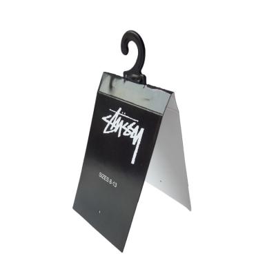 China paper & Carton customized half-fold black label back card can be used for socks and other small clothes packaging shopping mall display for sale