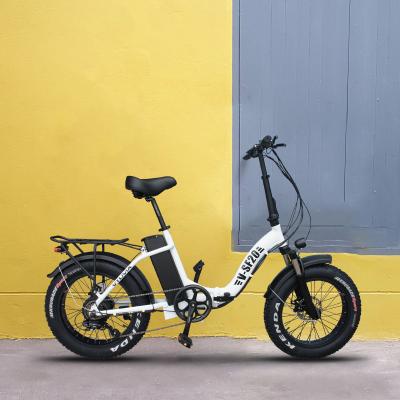 China Aluminum Alloy 20inch Low Fat Tire Step Through Frame Folding Ebike Fat Tire Beach Bicycle Electric Bike for sale