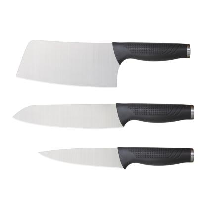 China Hot Selling High Quality Viable 3pcs Stainless Steel Kitchen Knife Set With Black PP Handle for sale