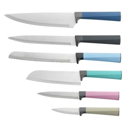 China Viable New Design 6pcs Stainless Steel Chef Knife Set With Giorgio Morandi Colorful TPR Handle for sale