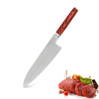 China Viable Hot Sale Damascus Laser Pattern Kitchen Knife With Wood Handle 8 Inch Chef Knife for sale